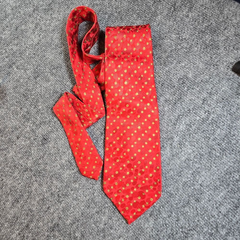 Stefano Ricci Silk Tie Red Gold Pattern Designer Made in Italy